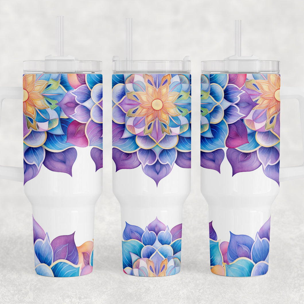 40 Oz Purple Mandala Tumbler